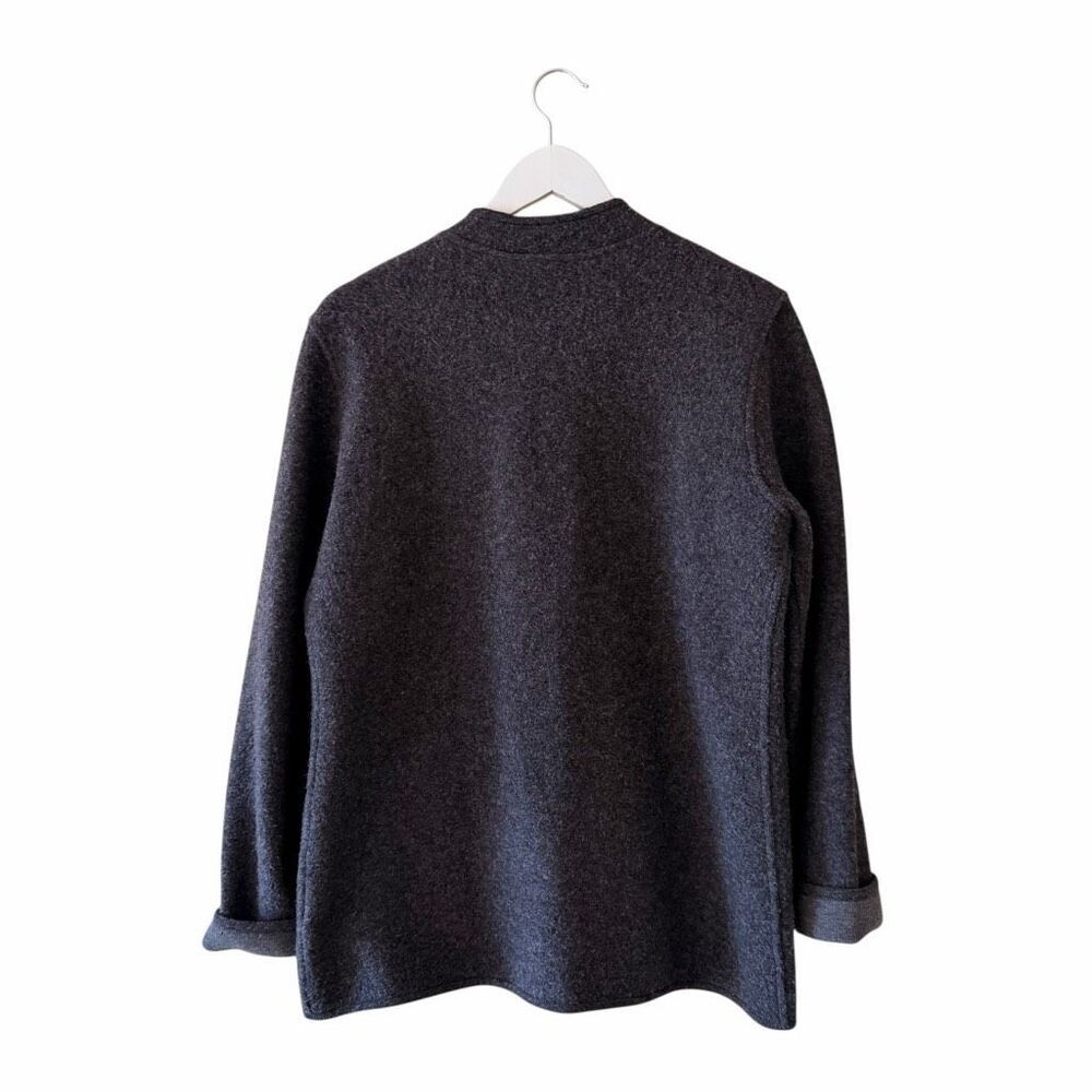 Eileen Fisher wool zip-front bomber fashioned from soft charcoal SZ M - Picture 5 of 10